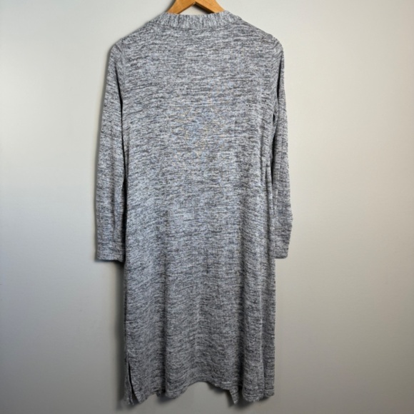 Hello Mello Women's Marled Gray Open Front Long Duster Cardigan Small Pockets - Picture 5 of 10